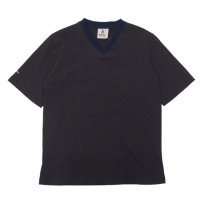 BARBARIAN（バーバリアン）Light Weight V-Neck Shirt S/S（ライトウェイト VネックシャツS/S） ”Tiger Stripes" / Brown×Navy（ブラウン×ネイビー）