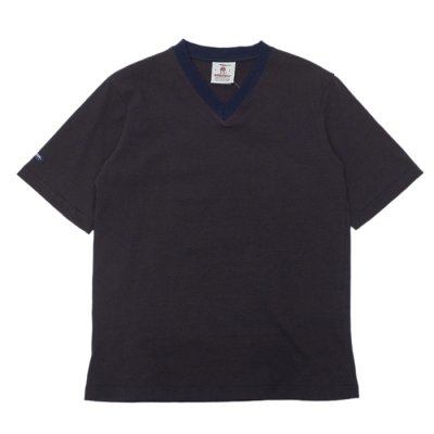 画像1: BARBARIAN（バーバリアン）Light Weight V-Neck Shirt S/S（ライトウェイト VネックシャツS/S） ”Tiger Stripes" / Brown×Navy（ブラウン×ネイビー）