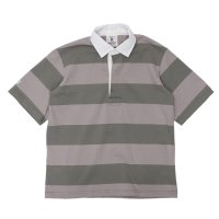 BARBARIAN（バーバリアン）Light Weight Rugby Collar Shirt S/S（ライトウェイト ラグビーカラーシャツS/S） ”3 Stripes" / Grey×Graphite（グレー×グラファイト）