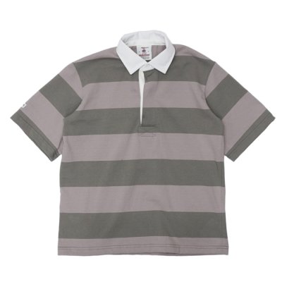 画像1: BARBARIAN（バーバリアン）Light Weight Rugby Collar Shirt S/S（ライトウェイト ラグビーカラーシャツS/S） ”3 Stripes" / Grey×Graphite（グレー×グラファイト）