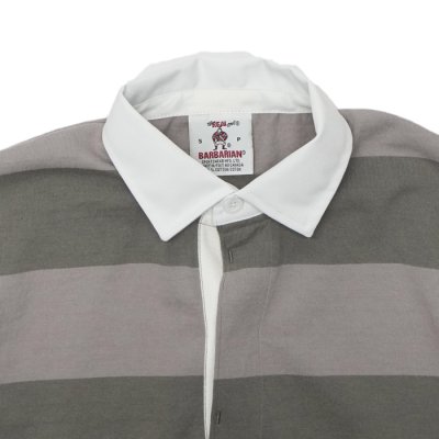 画像3: BARBARIAN（バーバリアン）Light Weight Rugby Collar Shirt S/S（ライトウェイト ラグビーカラーシャツS/S） ”3 Stripes" / Grey×Graphite（グレー×グラファイト）