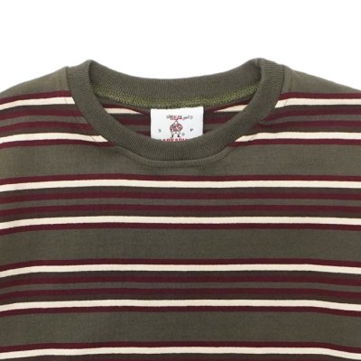 画像3: BARBARIAN（バーバリアン）Light Weight Crew Neck Shirt S/S（ライトウェイトクルーネックシャツS/S） ”Bcrs Stripes Repeat" / Moss×Harvard×V,Gold×Brown（グレー×グラファイト）