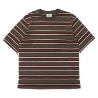 BARBARIAN（バーバリアン）Light Weight Crew Neck Shirt S/S（ライトウェイトクルーネックシャツS/S） ”Bcrs Stripes Repeat" / Moss×Harvard×V,Gold×Brown（グレー×グラファイト）