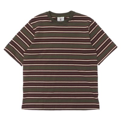 画像1: BARBARIAN（バーバリアン）Light Weight Crew Neck Shirt S/S（ライトウェイトクルーネックシャツS/S） ”Bcrs Stripes Repeat" / Moss×Harvard×V,Gold×Brown（グレー×グラファイト）