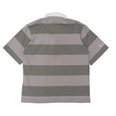 画像2: BARBARIAN（バーバリアン）Light Weight Rugby Collar Shirt S/S（ライトウェイト ラグビーカラーシャツS/S） ”3 Stripes" / Grey×Graphite（グレー×グラファイト）
