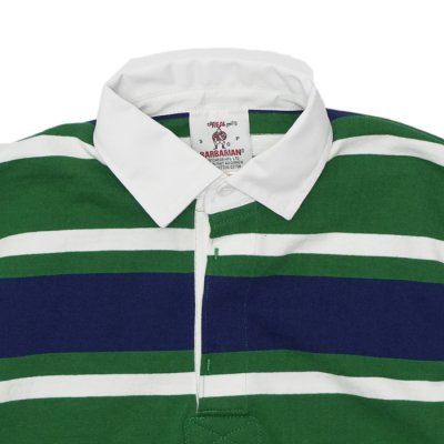 画像3: BARBARIAN（バーバリアン）Light Weight Rugby Collar Shirt S/S（ライトウェイト ラグビーカラーシャツS/S） ”Bold Soho Stripes" / Pine×White×Dark Ocean（ペイン×ホワイト×ダークオーシャン） 