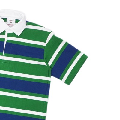 画像4: BARBARIAN（バーバリアン）Light Weight Rugby Collar Shirt S/S（ライトウェイト ラグビーカラーシャツS/S） ”Bold Soho Stripes" / Pine×White×Dark Ocean（ペイン×ホワイト×ダークオーシャン） 