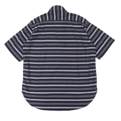 画像2: Post O'Alls（ポストオーバーオールズ）No,1 Shirt S/S（No,1シャツ S/S）"Holizontal Stripe" / Navy（ネイビー）