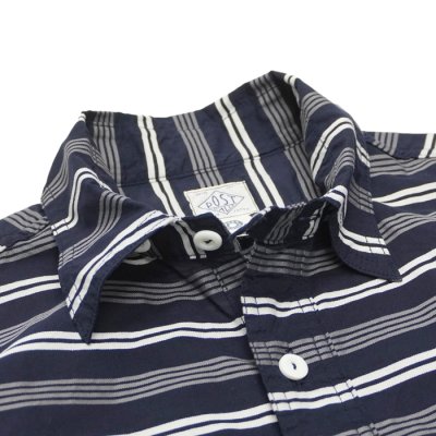 画像4: 【PointUp10%11/10迄】Post O'Alls（ポストオーバーオールズ）No,1 Shirt S/S（No,1シャツ S/S）"Holizontal Stripe" / Navy（ネイビー）