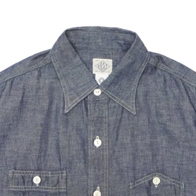 画像3: Post O'Alls（ポストオーバーオールズ）No,6 Shirt S/S（No,6 シャツ S/S）"Classic Chambray" / Indigo（インディゴ）