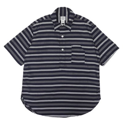 画像1: Post O'Alls（ポストオーバーオールズ）No,1 Shirt S/S（No,1シャツ S/S）"Holizontal Stripe" / Navy（ネイビー）
