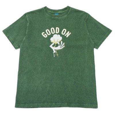 画像1: Good On（グッドオン）Logo Print Short Sleeve Crew Neck Tee（ロゴプリントショートスリーブクルーネックTシャツ）"GOOD COTTON"/Dk.Green（ダークグリーン）