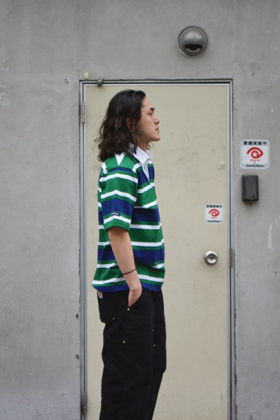 画像8: BARBARIAN（バーバリアン）Light Weight Rugby Collar Shirt S/S（ライトウェイト ラグビーカラーシャツS/S） ”3 Stripes" / Grey×Graphite（グレー×グラファイト）