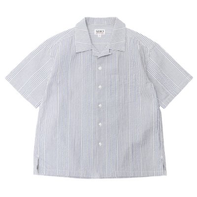 画像1: SERO（セロ）Short Sleeve Open Collar Shirt（ショートスリーブオープンカラーシャツ）"Seersucker" / Blue（ブルー）