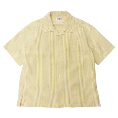 画像1: SERO（セロ）Short Sleeve Open Collar Shirt（ショートスリーブオープンカラーシャツ）"Seersucker" / Yellow（イエロー）