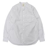 F.O.B FACTORY（エフオービーファクトリー）BAND COLLAR SHIRT（バンドカラーシャツ）"STRIPE" / White（ホワイト）