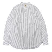 F.O.B FACTORY（エフオービーファクトリー）BAND COLLAR SHIRT（バンドカラーシャツ）"STRIPE" / White（ホワイト）