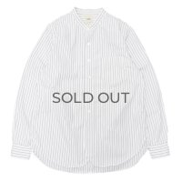 F.O.B FACTORY（エフオービーファクトリー）BAND COLLAR SHIRT（バンドカラーシャツ）"STRIPE" / White（ホワイト）
