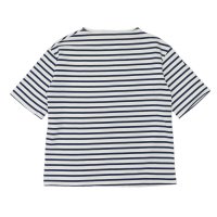 SAINT JAMES（セントジェームス）TEE LOOSE（五分袖ドロップショルダー）/ ECUME×ENCRE（ナチュラル×ネイビー）
