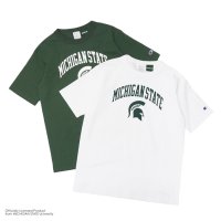 Champion（チャンピオン）T1011 US Print T-Shirt（ティーテンイレブンUSプリントTシャツ）"MICHIGAN STATE"/ White（ホワイト）・Moss Green（モスグリーン）