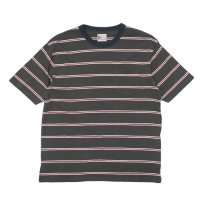 felco（フェルコ） S/S Crew Pocket Tee（S/SクルーポケットTシャツ）”CRESER STRIPE" / Deep Black-White×Burgundy Stripe（ダークブラック-ホワイト×バーガンディストライプ）