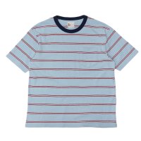 felco（フェルコ） S/S Crew Pocket Tee（S/SクルーポケットTシャツ）”CRESER STRIPE" / L,Blue-White×Burgundy Stripe（ライトブルー-ホワイト×バーガンディストライプ）