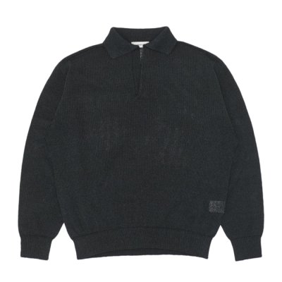 画像1: alvana（アルヴァナ）WASHI SKIPPER L/S KNIT（和紙スキッパーL/Sニット）/ Black（ブラック）