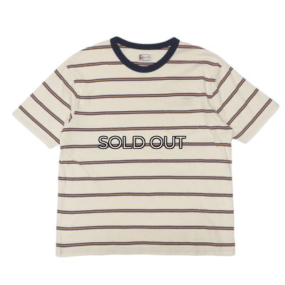 画像1: felco（フェルコ） S/S Crew Pocket Tee（S/SクルーポケットTシャツ）”CRESER STRIPE" / Natural-Blue×Mastard Stripe（ナチュラル-ブルー×マスタードストライプ）