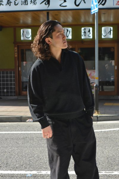 画像7: alvana（アルヴァナ）WASHI SKIPPER L/S KNIT（和紙スキッパーL/Sニット）/ Black（ブラック）