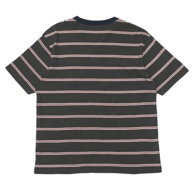 画像2: felco（フェルコ） S/S Crew Pocket Tee（S/SクルーポケットTシャツ）”CRESER STRIPE" / Deep Black-White×Burgundy Stripe（ダークブラック-ホワイト×バーガンディストライプ）
