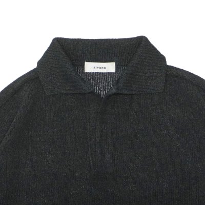 画像2: alvana（アルヴァナ）WASHI SKIPPER S/S KNIT（和紙スキッパーS/Sニット）/ Black（ブラック）