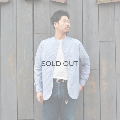 画像7: F.O.B FACTORY（エフオービーファクトリー）BAND COLLAR SHIRT（バンドカラーシャツ）"STRIPE" / White（ホワイト）