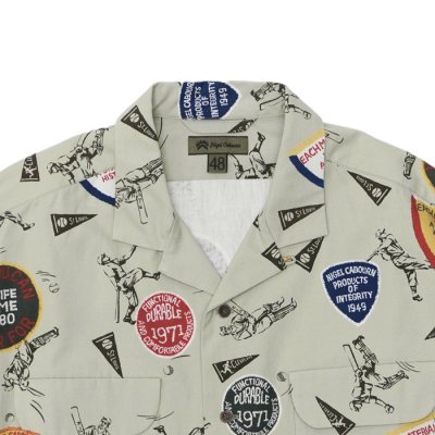 画像3: Nigel Cabourn(ナイジェル・ケーボン)OPEN COLLAR SHIRT(オープンカラーシャツ)"BB&CRIC" / Grey(グレー)※サイズ48のみ