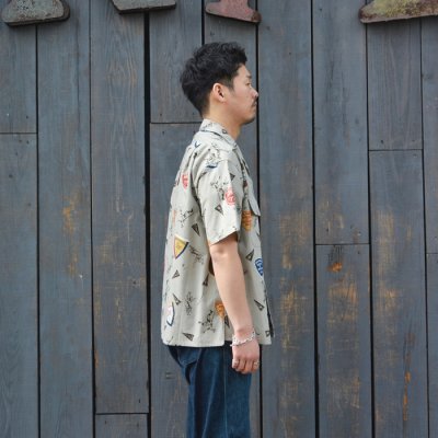 画像8: Nigel Cabourn(ナイジェル・ケーボン)OPEN COLLAR SHIRT(オープンカラーシャツ)"BB&CRIC" / Grey(グレー)※サイズ48のみ