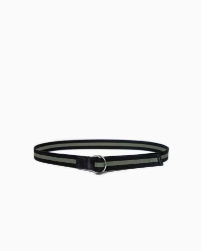 画像2: BEORMA（ベオーマ）W RING 25mm WEBBING BELT（ダブルリング25mmウェビングベルト）/ Black×Moss（ブラック×モスグリーン）