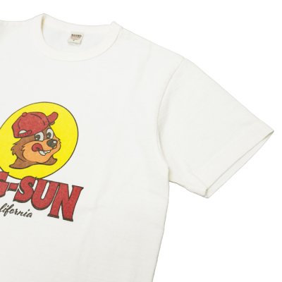 画像4: BARNS OUTFITTERS (バーンズアウトフィッターズ) "STANDARD" TSURI-AMI Crew Print T-Shirt (吊り編みクループリントTシャツ)"BIG-SUN" / White（ホワイト）
