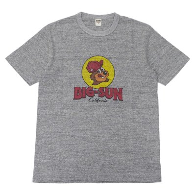 画像2: BARNS OUTFITTERS (バーンズアウトフィッターズ) "STANDARD" TSURI-AMI Crew Print T-Shirt (吊り編みクループリントTシャツ)"BIG-SUN" / White（ホワイト）・Grey (グレー)