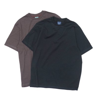 画像1: Yonetomi NEW BASIC（ヨネトミニューベーシック）GARMENT DYE BORDER T-SHIRT（ガーメントダイボーダーTシャツ）/ Brown Blue（ブラウンブルー）・Black Navy（ブラックネイビー）