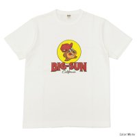 ＜30%OFF＞BARNS OUTFITTERS (バーンズアウトフィッターズ) "STANDARD" TSURI-AMI Crew Print T-Shirt (吊り編みクループリントTシャツ)"BIG-SUN" / White（ホワイト）