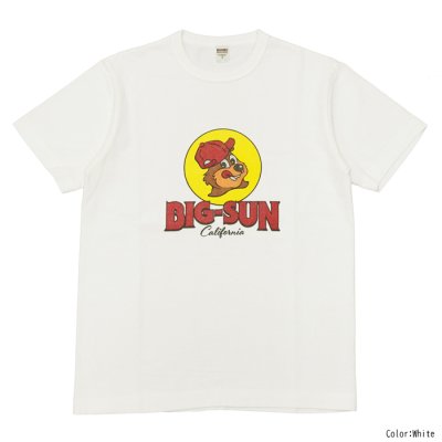 画像1: ＜30%OFF＞BARNS OUTFITTERS (バーンズアウトフィッターズ) "STANDARD" TSURI-AMI Crew Print T-Shirt (吊り編みクループリントTシャツ)"BIG-SUN" / White（ホワイト）