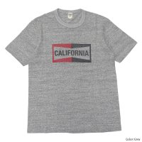 ＜30%OFF＞BARNS OUTFITTERS (バーンズアウトフィッターズ) "STANDARD" TSURI-AMI Crew Print T-Shirt (吊り編みクループリントTシャツ)"CALIFORNIA" / Grey (グレー)
