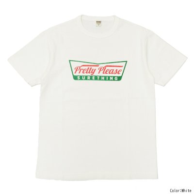 画像1: ＜30%OFF＞BARNS OUTFITTERS (バーンズアウトフィッターズ) "STANDARD" TSURI-AMI Crew Print T-Shirt (吊り編みクループリントTシャツ)"Pretty Pleace" / White（ホワイト）