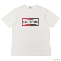 ＜30%OFF＞BARNS OUTFITTERS (バーンズアウトフィッターズ) "STANDARD" TSURI-AMI Crew Print T-Shirt (吊り編みクループリントTシャツ)"CALIFORNIA" / White（ホワイト）