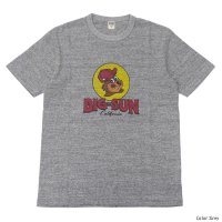 ＜30%OFF＞BARNS OUTFITTERS (バーンズアウトフィッターズ) "STANDARD" TSURI-AMI Crew Print T-Shirt (吊り編みクループリントTシャツ)"BIG-SUN" / Grey (グレー)