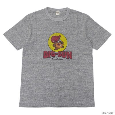 画像2: BARNS OUTFITTERS (バーンズアウトフィッターズ) "STANDARD" TSURI-AMI Crew Print T-Shirt (吊り編みクループリントTシャツ)"BIG-SUN" / White（ホワイト）・Grey (グレー)