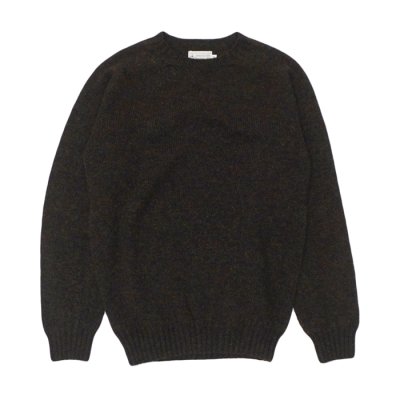 画像1: INVERALLAN（インバーアラン）Crew Neck Saddle Shoulder Sweater（クルーネックサドルショルダーセーター）"Supersoft Shetland" / Carob（カボー：ブラウン系）