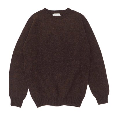 画像1: INVERALLAN（インバーアラン）Crew Neck Saddle Shoulder Sweater（クルーネックサドルショルダーセーター）"Supersoft Shetland" / Marron（マロン）
