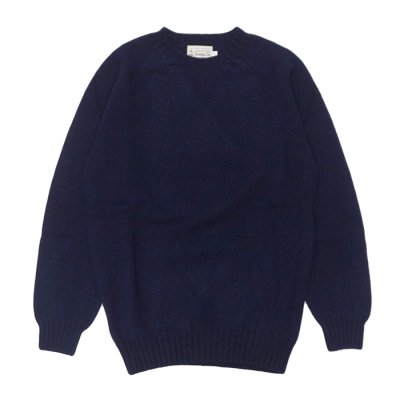 画像1: INVERALLAN（インバーアラン）Crew Neck Saddle Shoulder Sweater（クルーネックサドルショルダーセーター）"Supersoft Shetland" / New Navy（ニューネイビー）