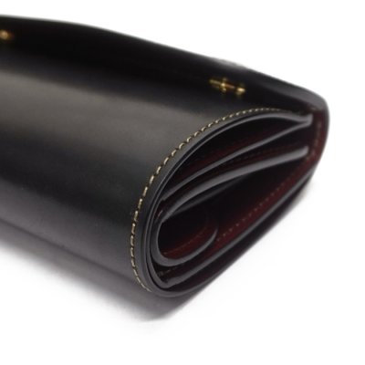 画像3: WILD SWANS（ワイルドスワンズ）BYRNE（バーン）3つ折りウォレット/ブラック"シェルコードバン"×バーガンディ"型押しサドルプルアップ"