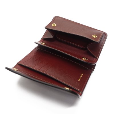 画像7: WILD SWANS（ワイルドスワンズ）BYRNE（バーン）3つ折りウォレット/ブラック"シェルコードバン"×バーガンディ"型押しサドルプルアップ"